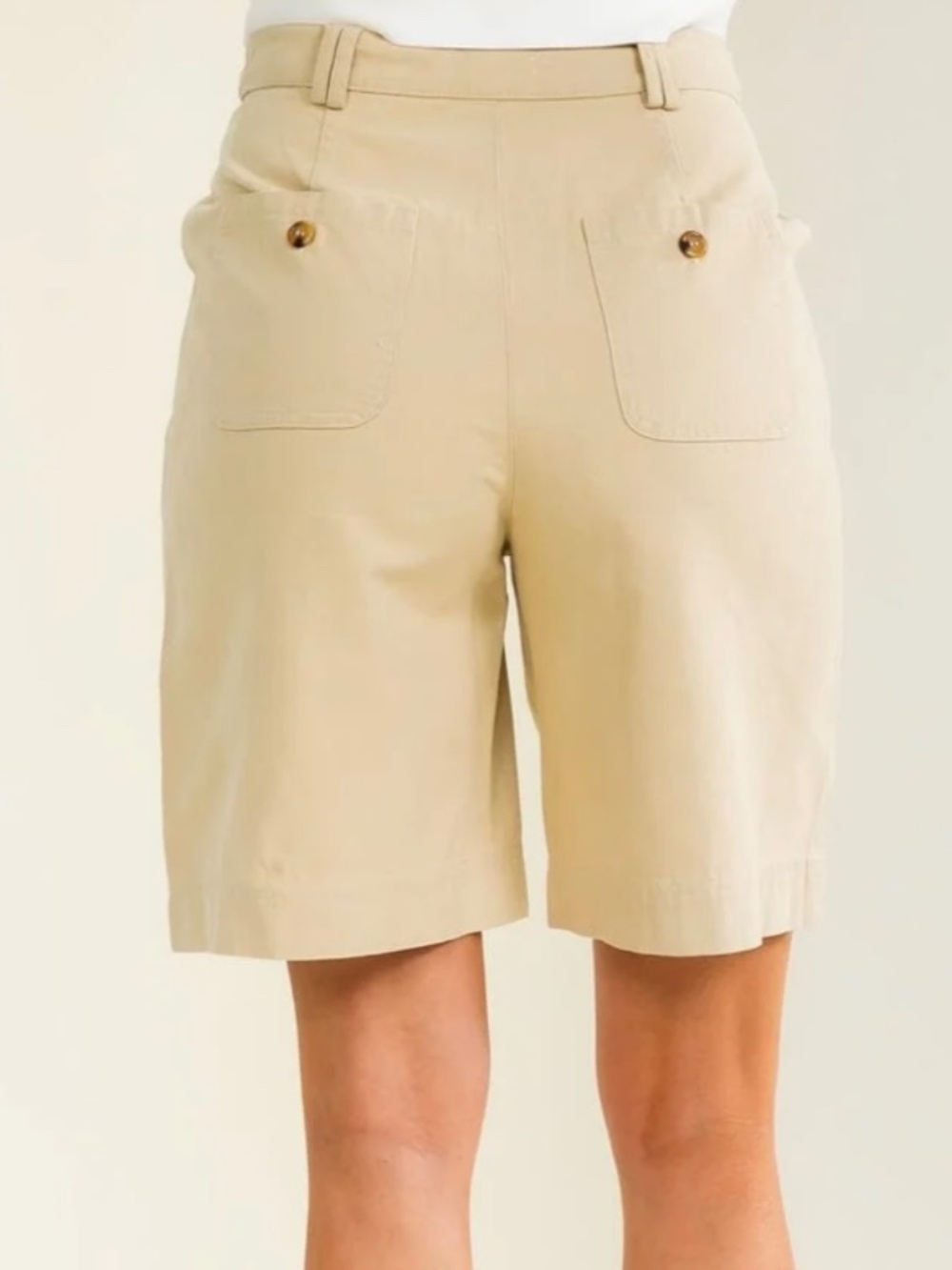 HIGH WAIST DENIM KHAKI CHINO SHORTS - NWOT - Picture 5 of 17